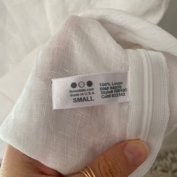 Three Dots Womens 100% Linen White Embroidered Tank Top Made in USA Size S - Picture 8 of 9